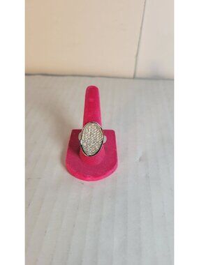 Lia Sophia Silver Tone Sparkling Oval Pave Crystal Ring Size 7